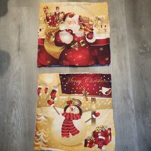 Set of 2 Merry Christmas Pillow Covers Only (no stuffing) Homemade